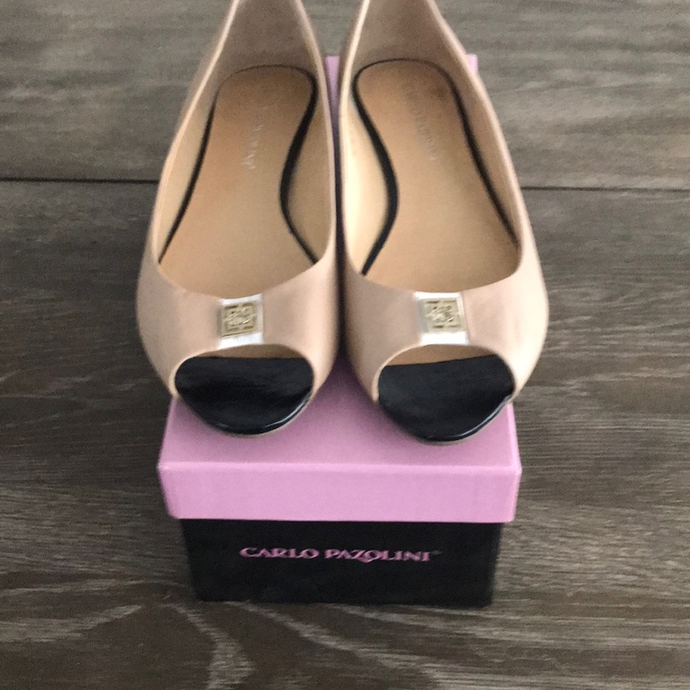 CARLO PAZOLINI Nude Open Toe Flats - NEW